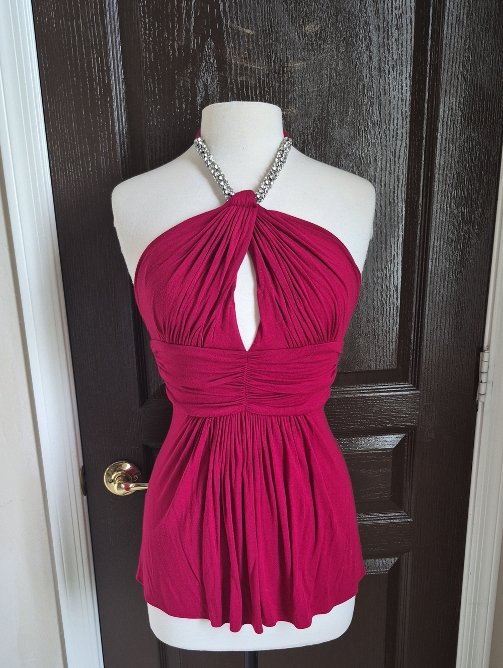 Sky Jewel Halter Strapless Top in Rose Nwot